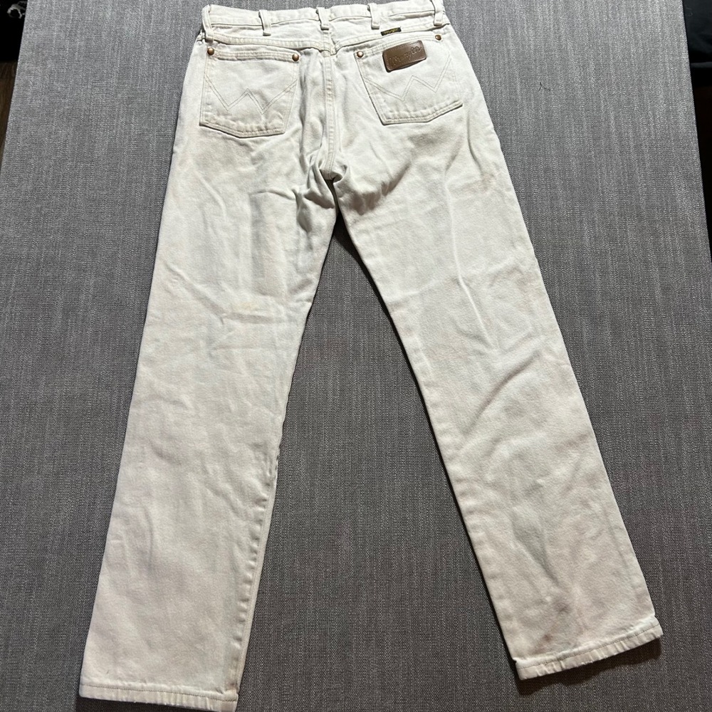 Wrangler 13MWZTN Cowboy Cut Jeans Mens 31x32 Tan Bone White Straight Leg Denim - Picture 5 of 8